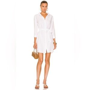 L'AGENCE Bella Linen Shirtdress in White Sz M *no belt*